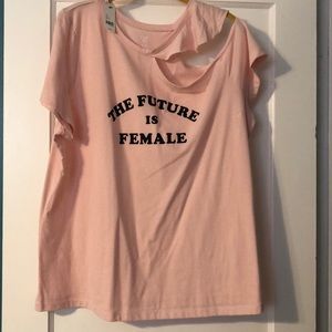 Cut out shoulder tee